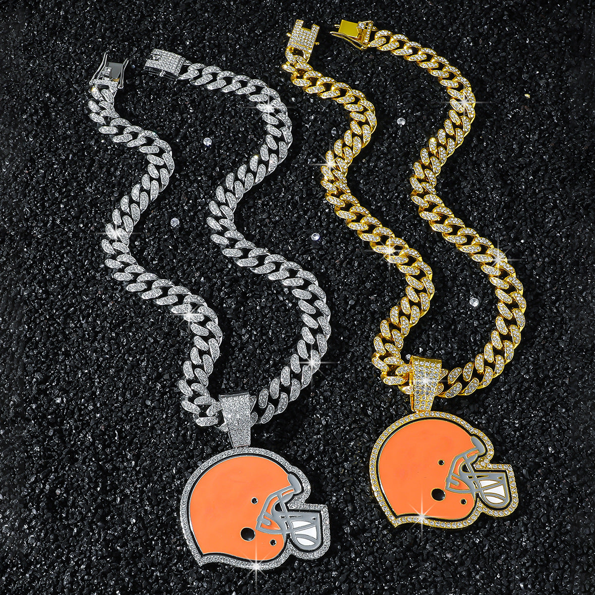 Cleveland Browns necklace two-color set: one silver-tone and one gold-tone necklace