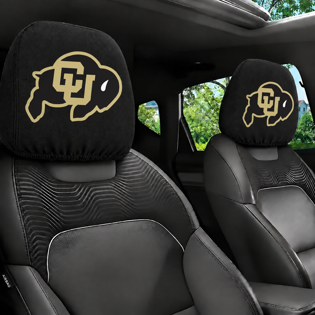Colorado Buffaloes car headrest cover, Style 1 team design, installed in car