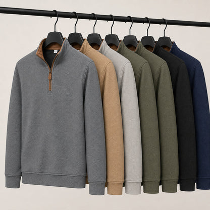 Crest men's fleece-lined waffle-knit quarter-zip pullovers in six colors