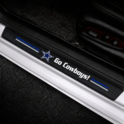 Dallas Cowboys car door sill protector strips — vehicle installation view
