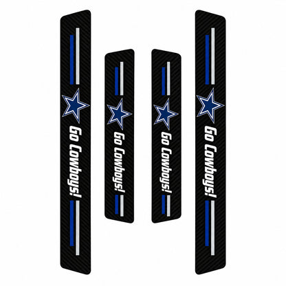Dallas Cowboys car door sill protector strips — four-piece product layout