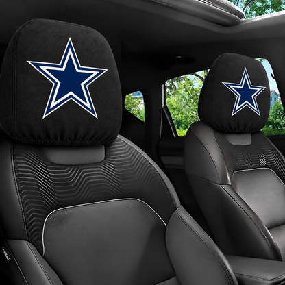 Dallas Cowboys car headrest cover, Style 1 logo design, installed in car