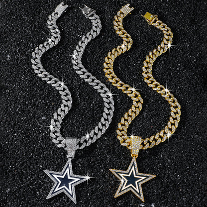 Dallas Cowboys necklace two-color set: one silver-tone and one gold-tone necklace