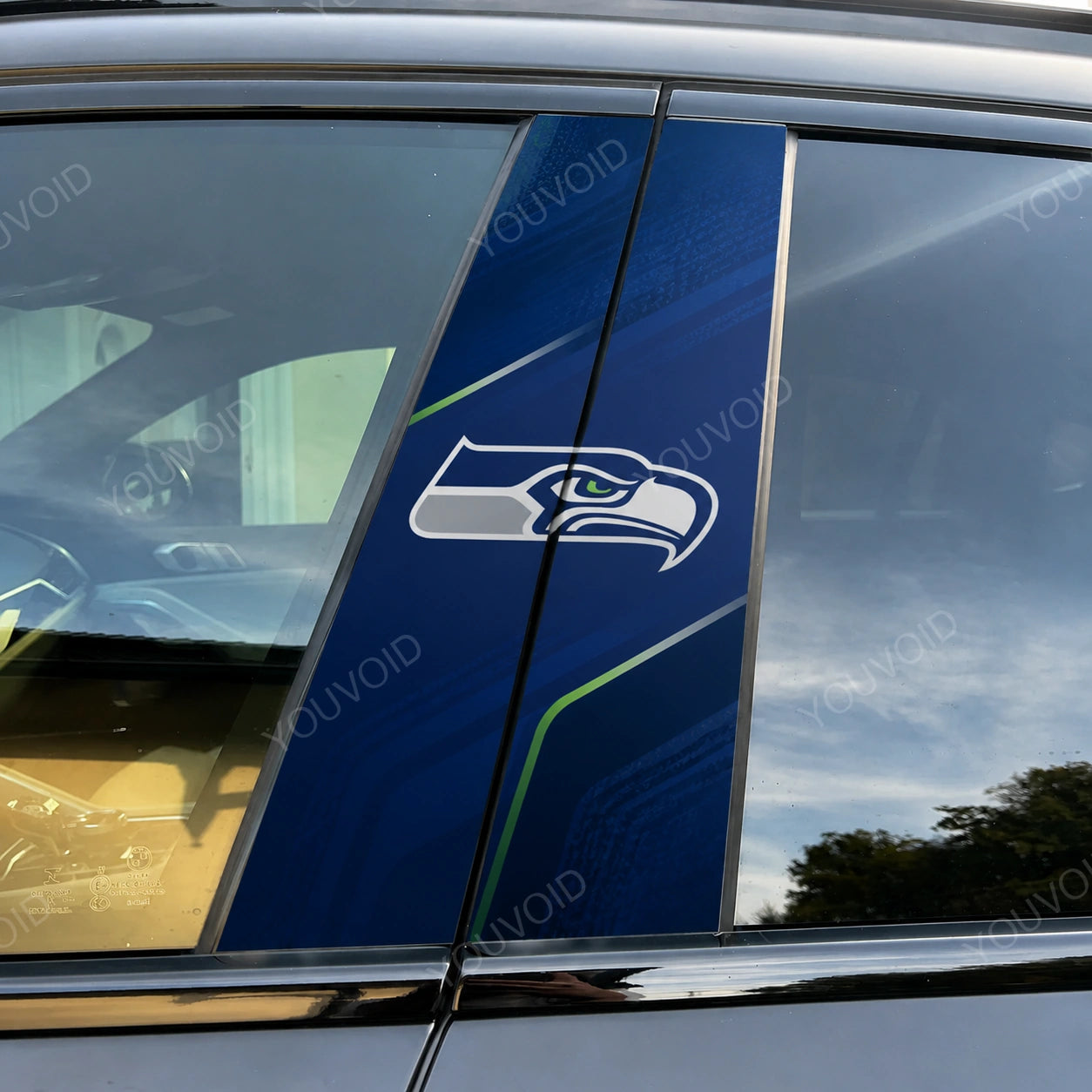 Seattle Seahawks Car Pillar Wrap - Premium Vinyl B-Pillar Decal, Universal Fit