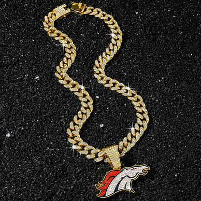 Denver Broncos gold-tone rhinestone necklace
