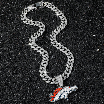 Denver Broncos silver-tone rhinestone necklace