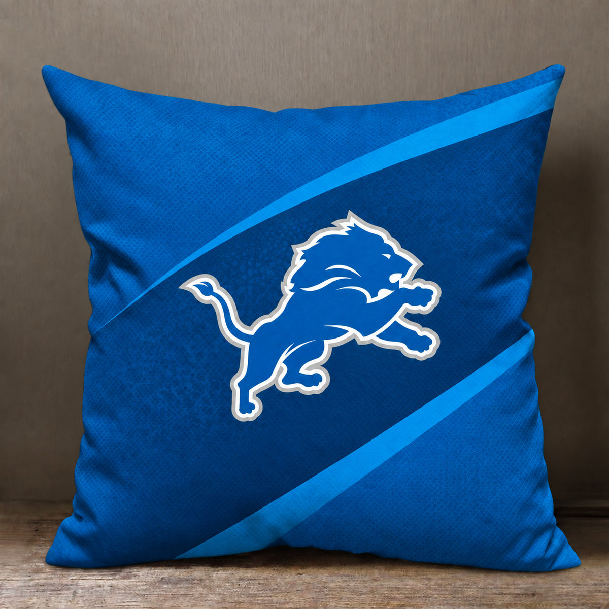 Detroit Lions sofa cushion cover showing the team graphic and patterned design