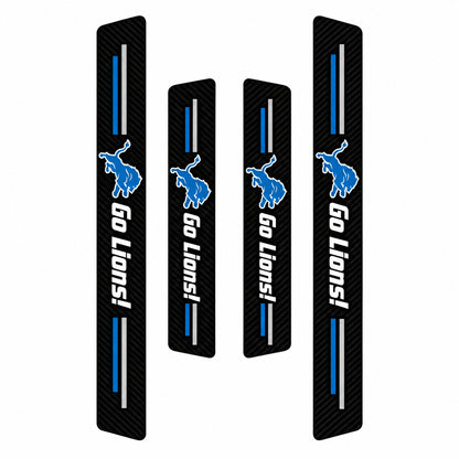 Detroit Lions car door sill protector strips — four-piece product layout