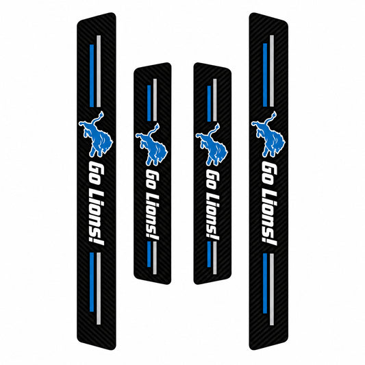 Detroit Lions car door sill protector strips — four-piece product layout