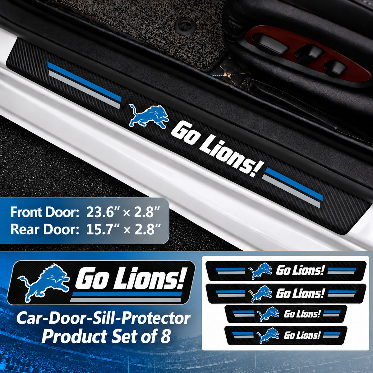 Detroit Lions car door sill protector strips — 2 sets of 8 pieces
