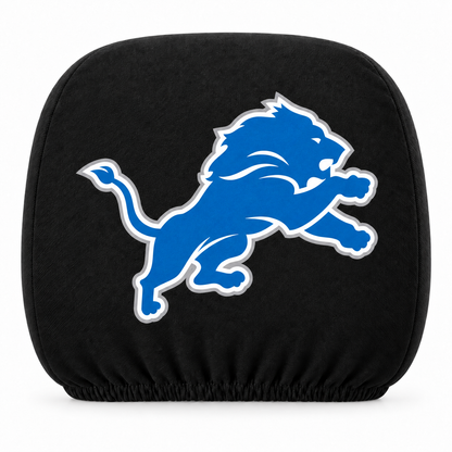 Detroit Lions car headrest cover, Style 1 logo design, white background
