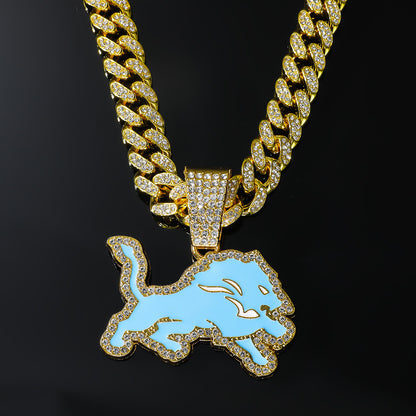 Detroit Lions gold-tone pendant close-up
