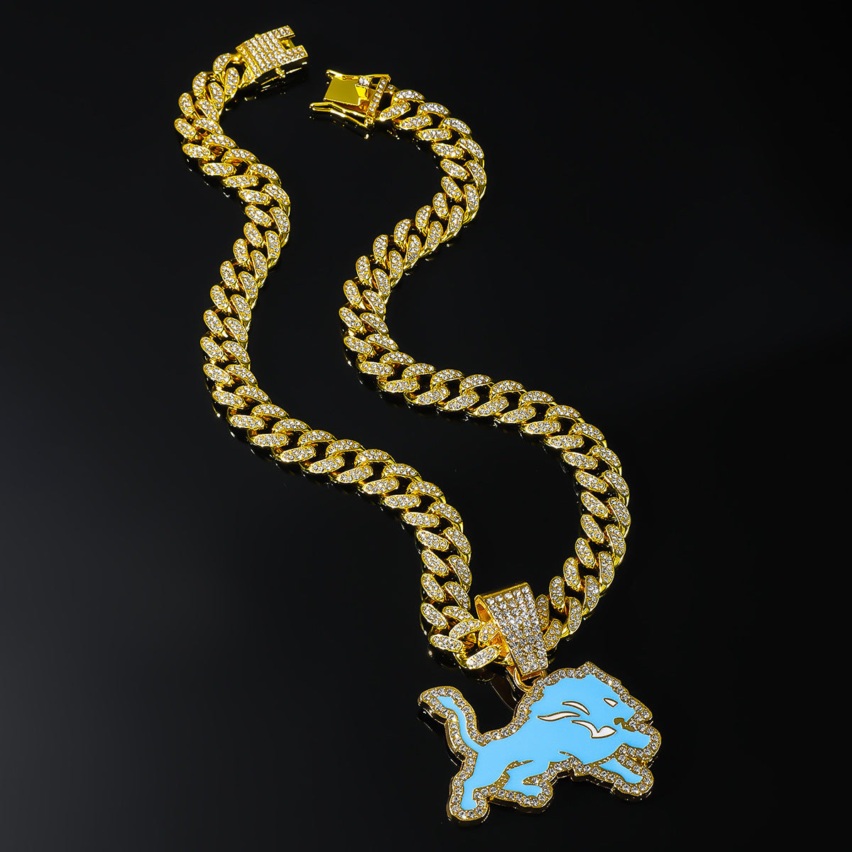 Detroit Lions gold-tone rhinestone necklace