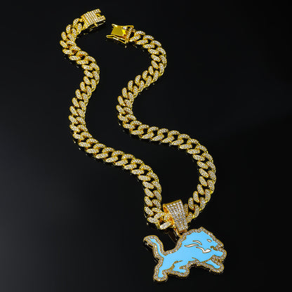 Detroit Lions gold-tone rhinestone necklace