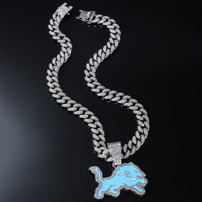 Detroit Lions silver-tone rhinestone necklace