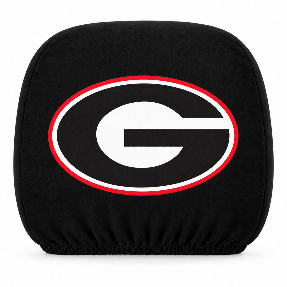 Georgia Bulldogs car headrest cover, Style 1 team design, white background