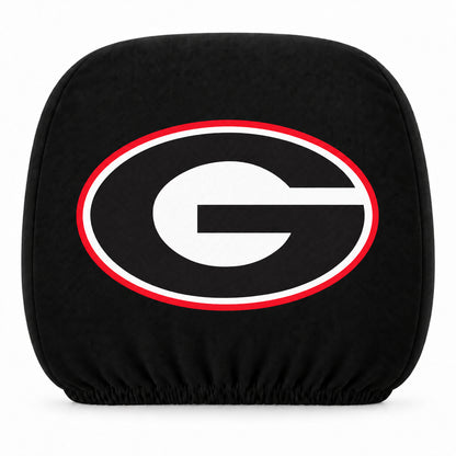 Georgia Bulldogs car headrest cover, Style 1 team design, white background