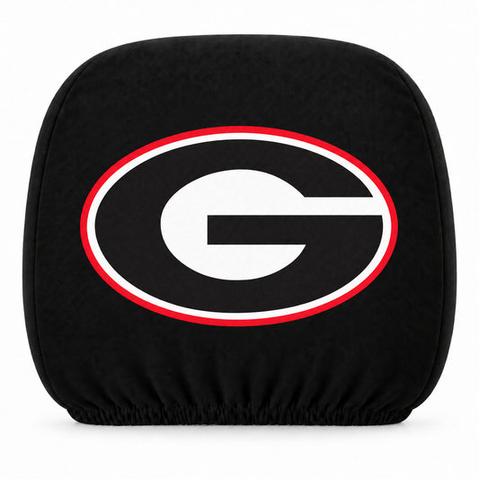 Georgia Bulldogs car headrest cover, Style 1 team design, white background