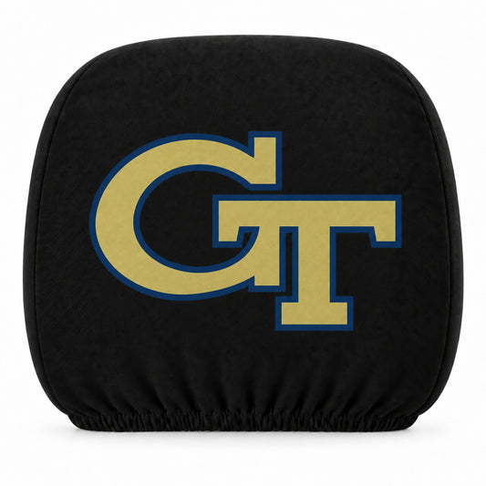 Georgia Tech Yellow Jackets car headrest cover, Style 1 team design, white background