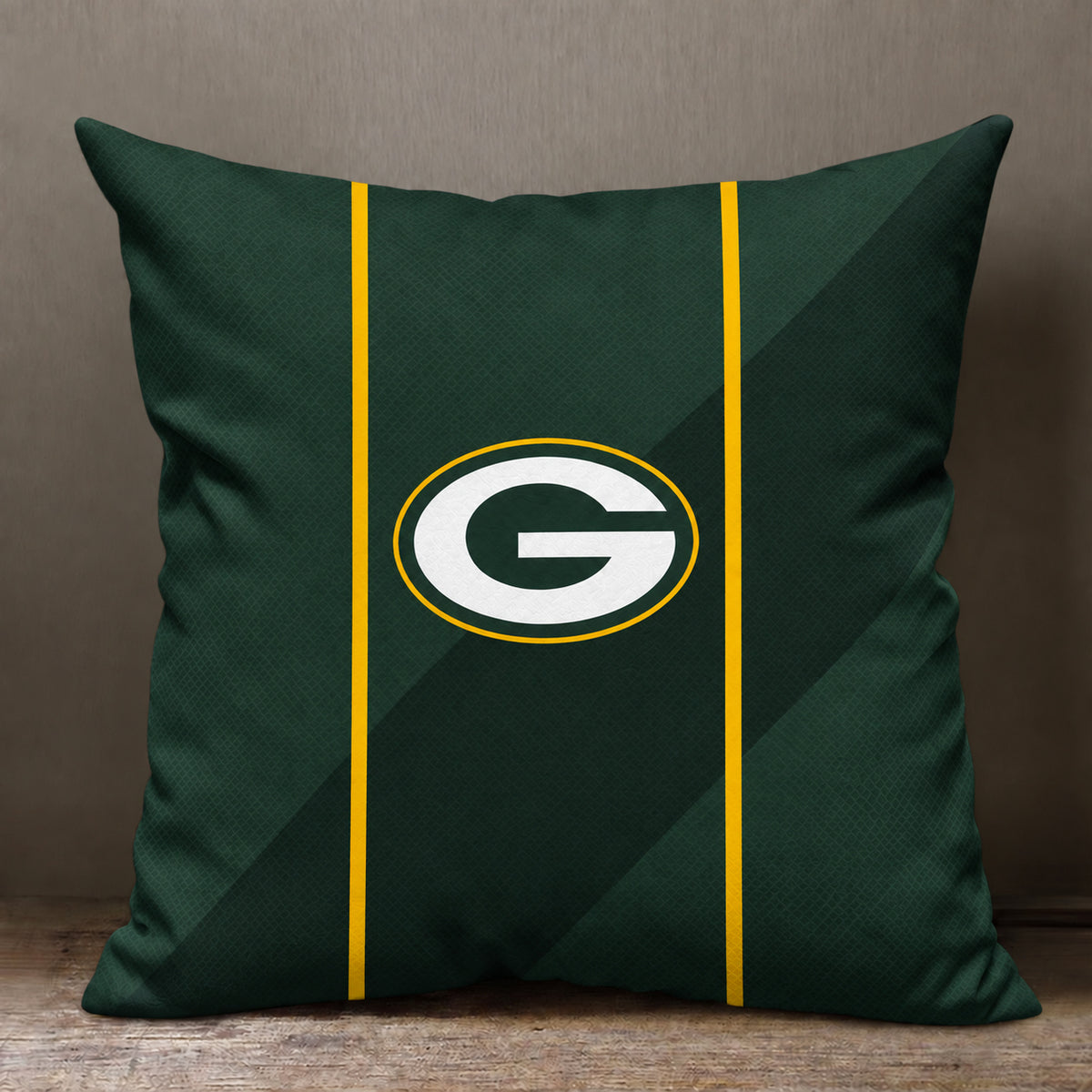 Green Bay Packers sofa cushion cover showing the team graphic and patterned design