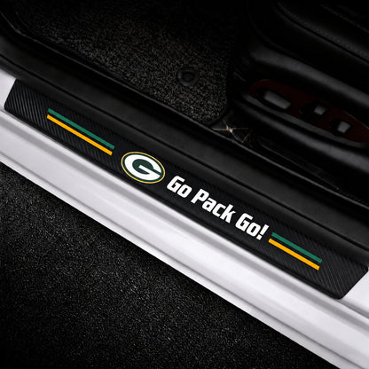 Green Bay Packers car door sill protector strips — vehicle installation view