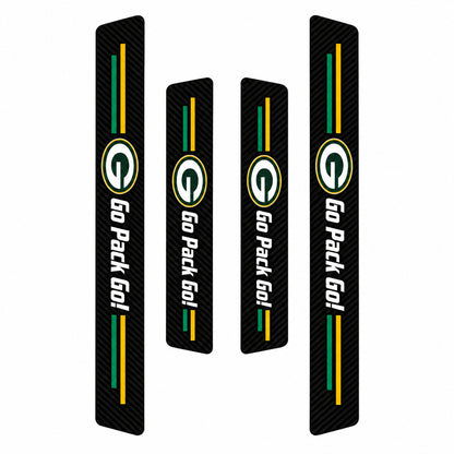 Green Bay Packers car door sill protector strips — four-piece product layout