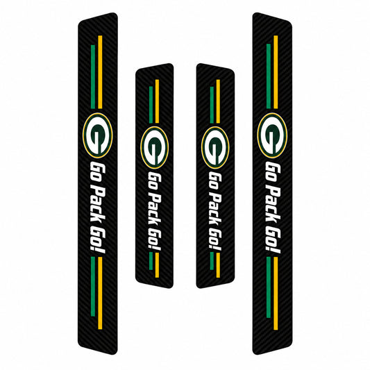 Green Bay Packers car door sill protector strips — four-piece product layout
