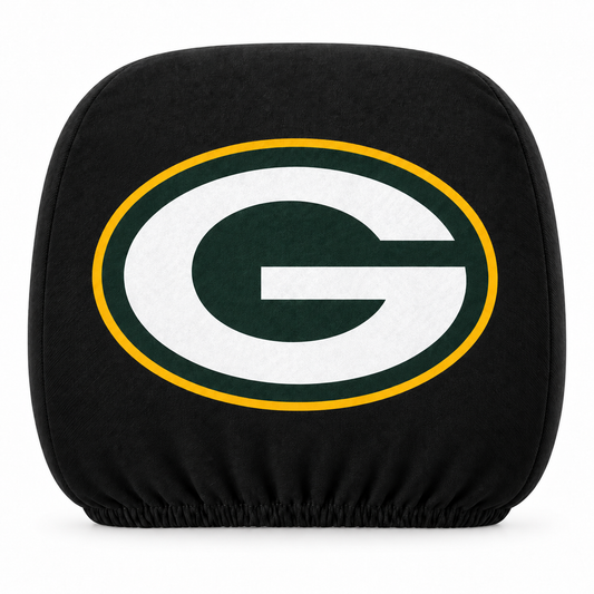 Green Bay Packers car headrest cover, Style 1 logo design, white background