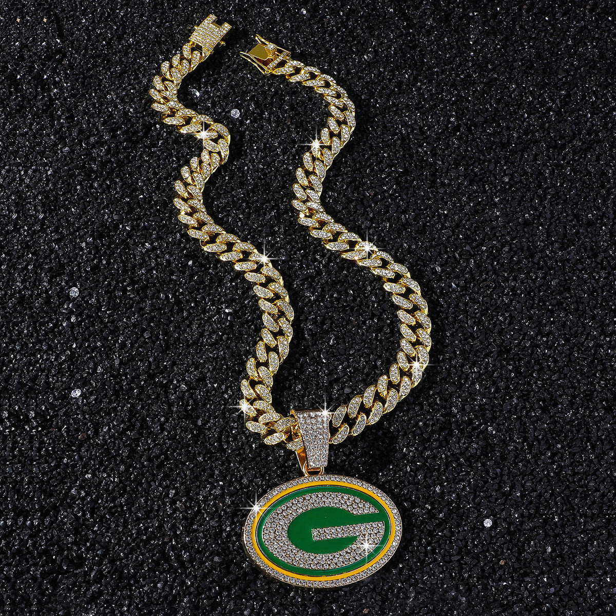 Green Bay Packers gold-tone rhinestone necklace