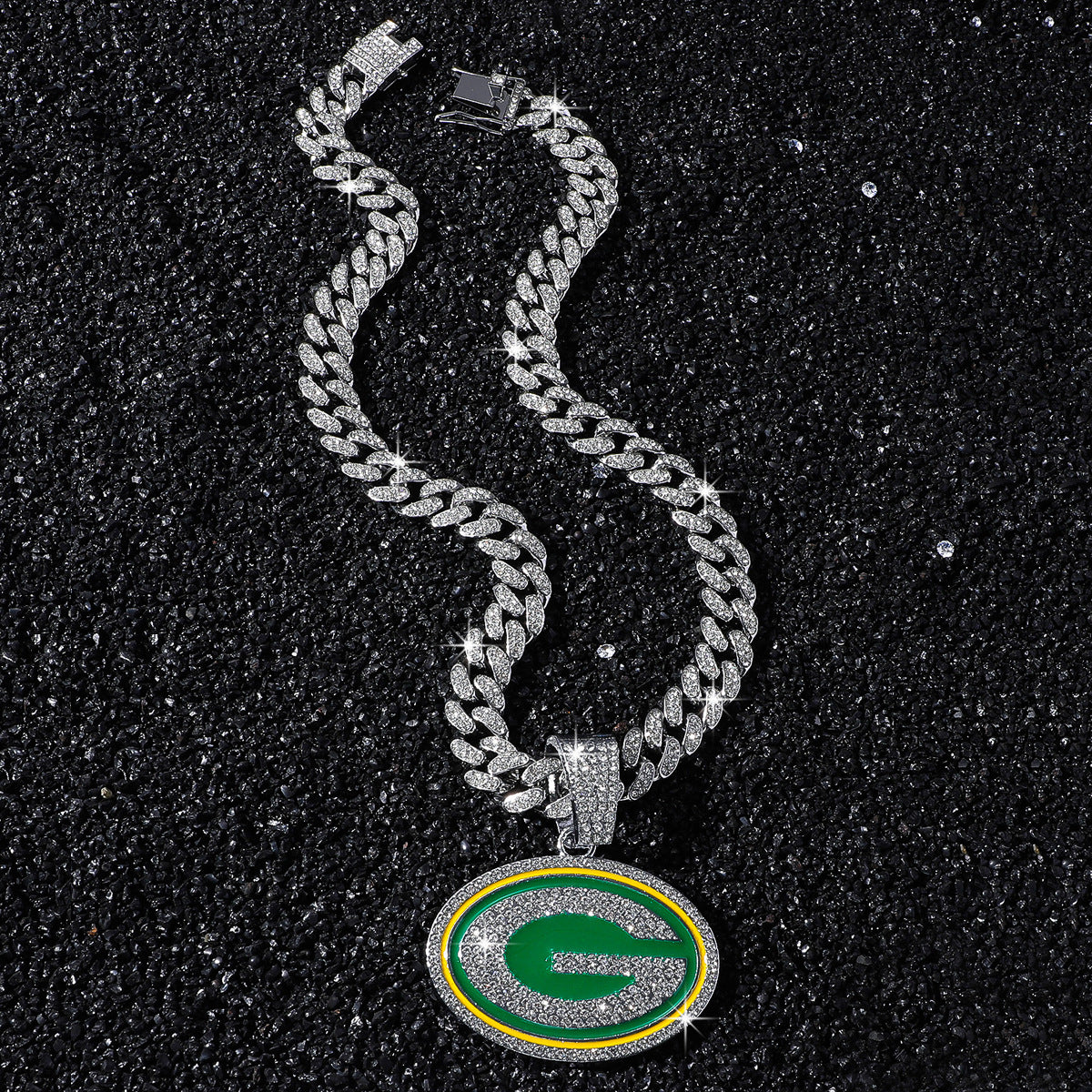 Green Bay Packers silver-tone rhinestone necklace