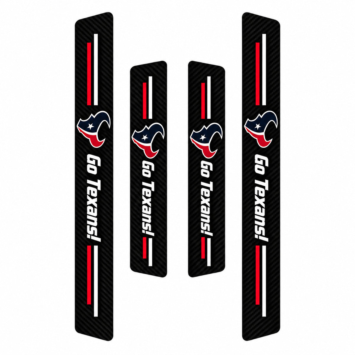Houston Texans car door sill protector strips — four-piece product layout