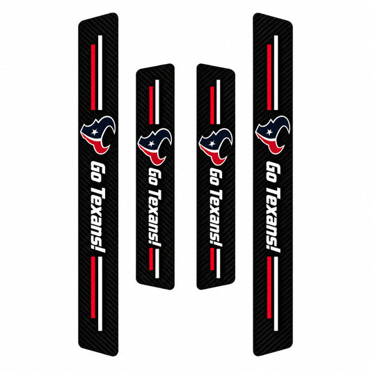 Houston Texans car door sill protector strips — four-piece product layout