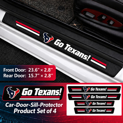 Houston Texans car door sill protector strips — 1 set of 4 pieces and dimensions
