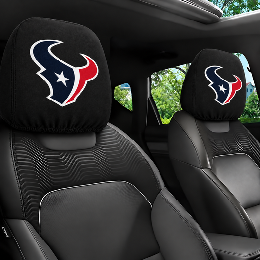 Houston Texans car headrest cover, Style 1 logo design, installed in car