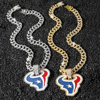 Houston Texans necklace two-color set: one silver-tone and one gold-tone necklace