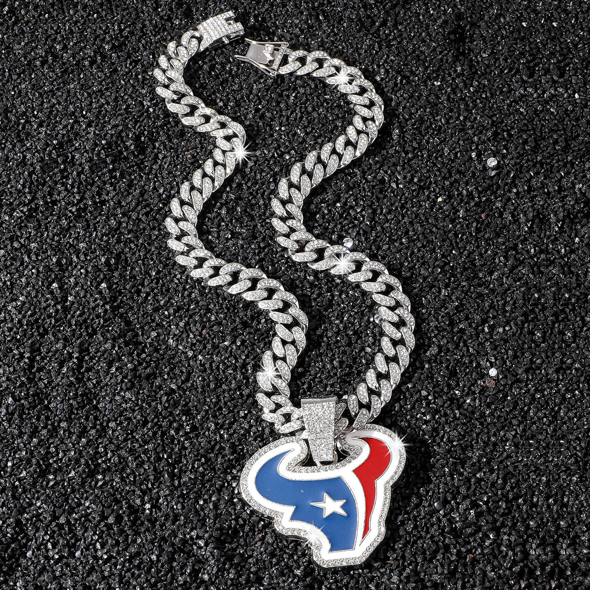 Houston Texans silver-tone rhinestone necklace