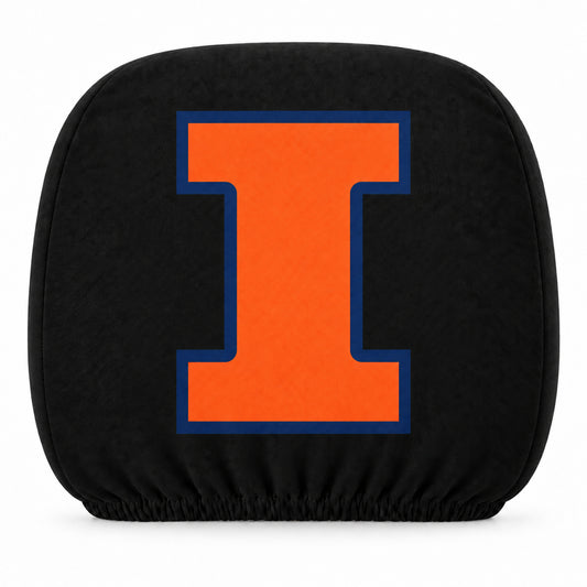 Illinois Fighting Illini car headrest cover, Style 1 team design, white background