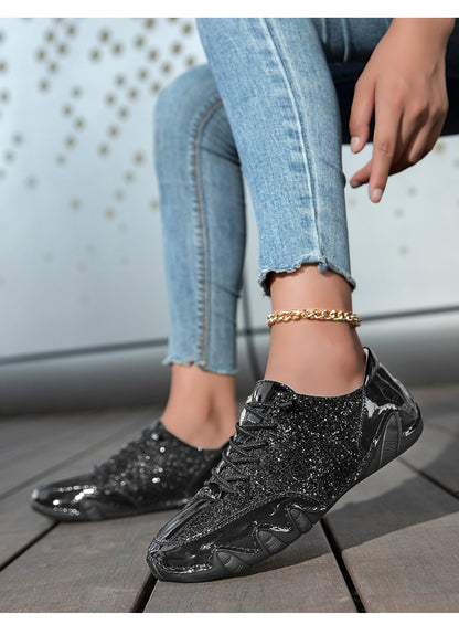 Women Sequined Casual Slip On Sneakers - Bellkmart