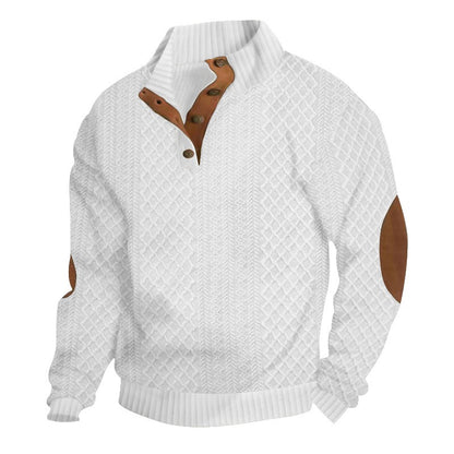 Outdoor casual stand-collar jacquard knit pullover - Bellkmart