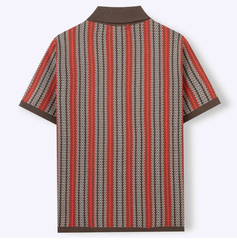 Classic Stripe Knit Polo Tee
