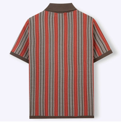 Classic Stripe Knit Polo Tee