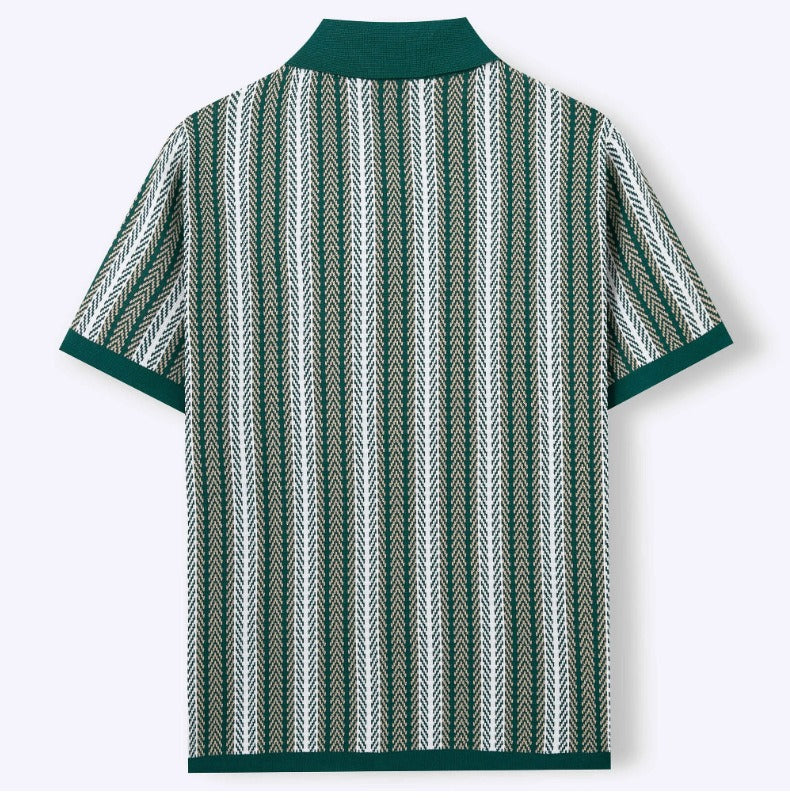 Classic Stripe Knit Polo Tee