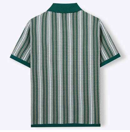 Classic Stripe Knit Polo Tee