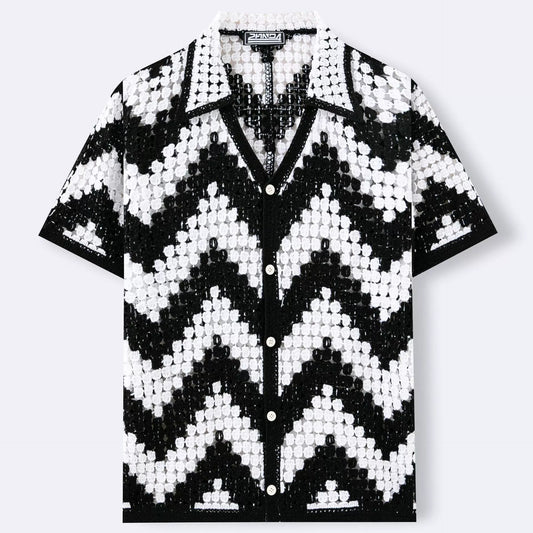 Black Wave Knit Shirt