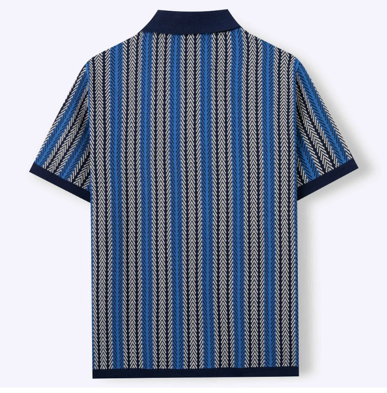 Classic Stripe Knit Polo Tee