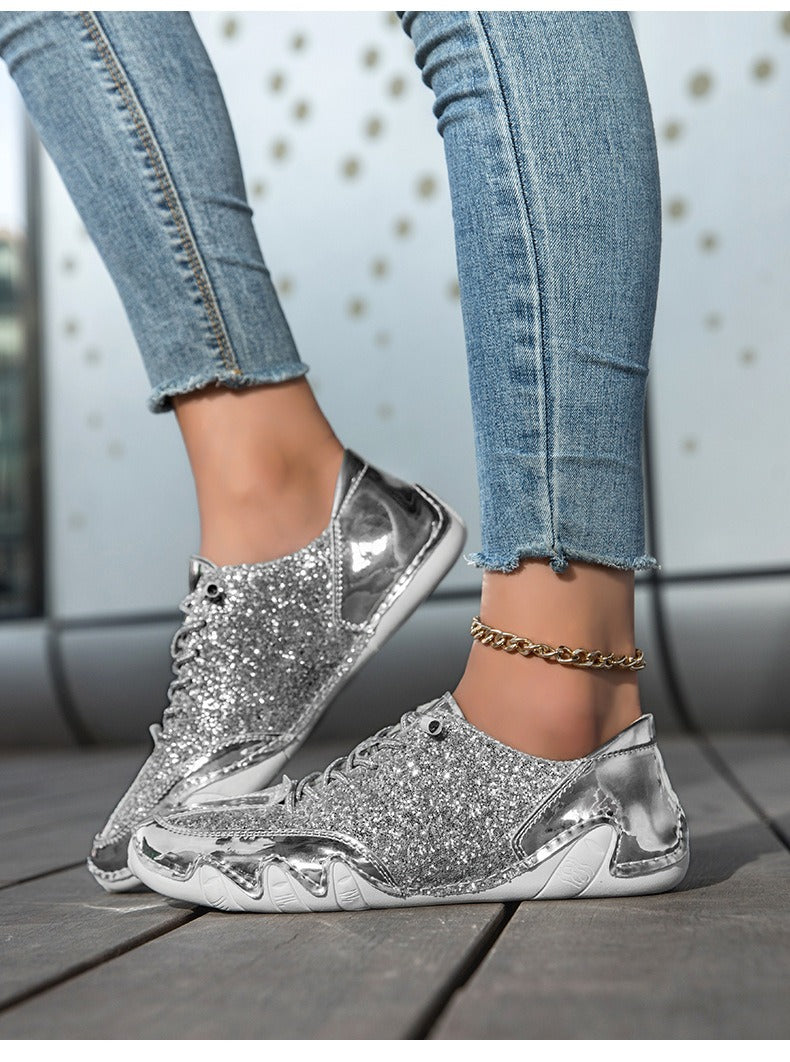 Women Sequined Casual Slip On Sneakers - Bellkmart