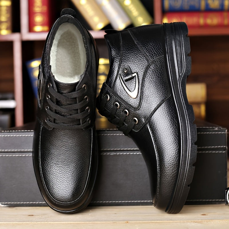 Men'S Solid Color Fleece Lined Ankle Boots - Bellkmart