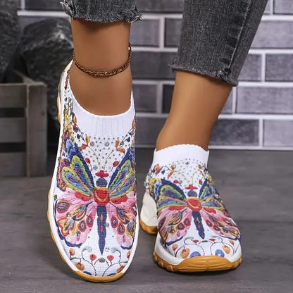 Women's Floral Print Slip-On Sneakers - Bellkmart