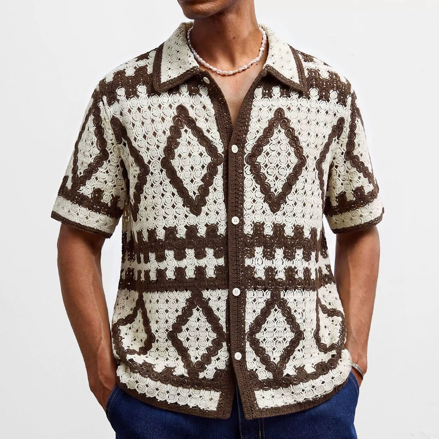 Mocha Crochet Shirt