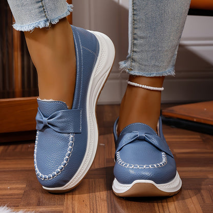 Plush and comfortable bow comfortable sneakers - Bellkmart